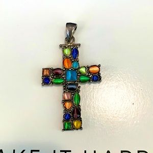 Multi-color glass stone pendant.